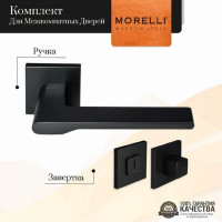 Дверная ручка MORELLI MH-53-S6 BL "Mercury" на квадратной розетке 6 мм, черная 9013356