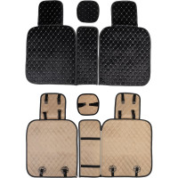 Накидка сиденья SKYWAY POSH вельвет, 5 предметов, черная/белая строчка S01302053