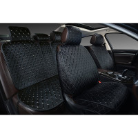 Накидка сиденья SKYWAY POSH вельвет, 5 предметов, черная/белая строчка S01302053