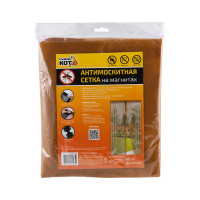Антимоскитная сетка Рыжий кот Капутомоскито 120х210 см, на магнитах Птички, коричневая 103728
