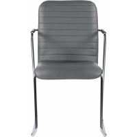 Кресло для приемных и переговорных BRABIX Visit CF-101, хром, экокожа, темно-серое S-0422 532561