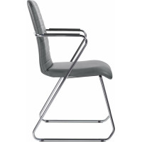 Кресло для приемных и переговорных BRABIX Visit CF-101, хром, экокожа, темно-серое S-0422 532561