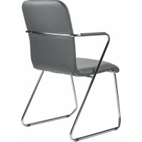 Кресло для приемных и переговорных BRABIX Visit CF-101, хром, экокожа, темно-серое S-0422 532561