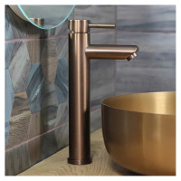 Смеситель для умывальника MELANA Tondo нерж.сталь, однорычажный, бронза f 610102PVD-Br