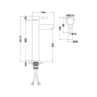 Смеситель для умывальника MELANA Tondo нерж.сталь, однорычажный, бронза f 610102PVD-Br