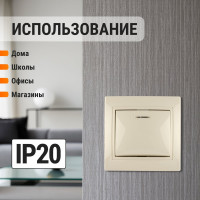 Одноклавишный выключатель TDM ELECTRIC с подсветкой, слоновая кость Таймыр SQ1814-0104