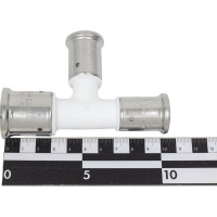 Переходный уменьшенный с двух сторон тройник Henco ПВДФ пресс белый, 26x20x20 HE 11PKW-262020