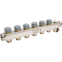 Коллектор в сборе Royal Thermo нержавеющая сталь, с расходомерами 1 ВР-3/4 НР, 6 выходов НС-1080952