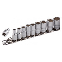 Набор торцевых головок 1/4", 6-ти гр CrV, 4-13 мм, 10 шт. STELS 13602