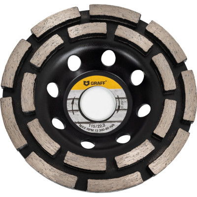 Чашка алмазная двухрядная по бетону (115x22.2 мм; 18Т) GRAFF 15115