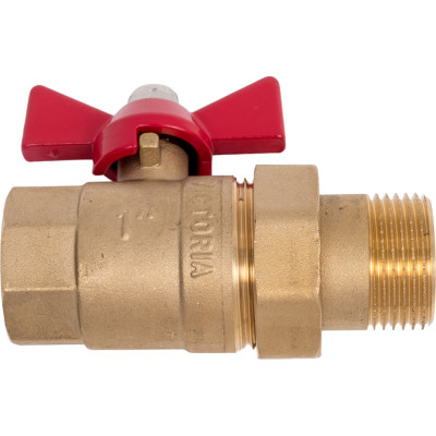 Шаровой кран Victoria американка 1" латунный красная ручка 61-022