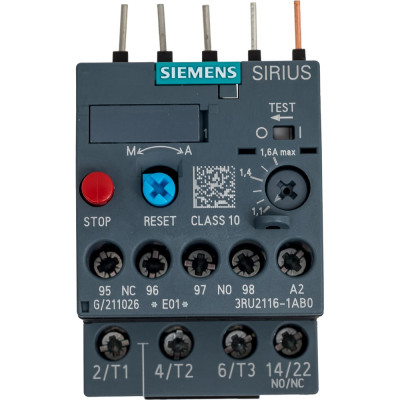 Реле перегрузки для защиты электродвигателя Siemens 3RU2116-1AB0