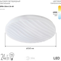 Бытовой светодиодный светильник ЭРА SPB6 Slim 4 24-4K 25Вт 4000K Б0043828