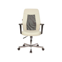 Кресло Easy Chair VBEChair-225 DSL PTW кожзам, бежевый OR-10/сетка черная TW, хром 979631