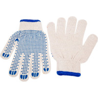 Хлопчатобумажные перчатки ПК Уралтекс «ЭКСТРА», белые, 10 класс,  22 см, с ПВХ "Точка" ПР-02