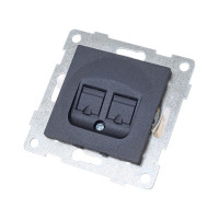 Механизм телефонной розетки GUSI ELECTRIC Ugra RJ12, двойной, СУ, графит С11Т2-010