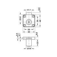 Замок для ящика Hafele D19x22 никель 232.38.930