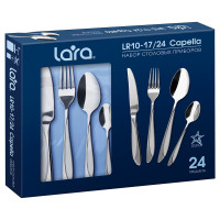 Набор столовых приборов Lara CAPELLA 24 предмета, зеркальная полировка, сатинированные вставки LR10-17/24