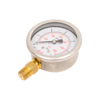 Манометр от 0 до 6 бар из нержавеющей стали, D63 мм, NPT 1/4", штуцер снизу A-Flow G20-S-4N-63A-6bar