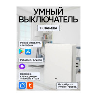 Умный одноклавишный выключатель LOCKTOK с Алисой белый без нуля Выключатель_1клавиш