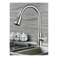 Смеситель для кухни Haiba с вытяжным изливом и 2-режимным аэратором, полированная сталь HB73304-2