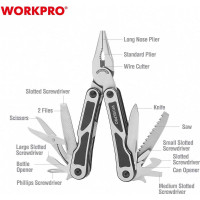 Многоцелевые плоскогубцы WORKPRO 15в1, 150 мм WP382009