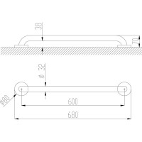 Прямой поручень NOFER 600 мм., глянцевый 15054.60.B