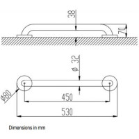 Прямой поручень NOFER 450 мм., матовый 15054.45.S