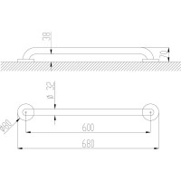 Прямой поручень NOFER 600 мм., матовый 15054.60.S