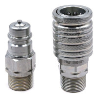 Быстроразъемное гидравлическое соединение HQ-Mech ISO 7241-A конический клапан, БРС M+F, сталь, нар.резьба M20х1.5, синий УТ000002805