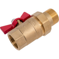 Шаровой кран Victoria американка 1" латунный красная ручка 61-022