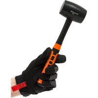 Киянка BOHRER 225 г, фибергласс с резиновым покрытием, круглый боек, черная резина 45013225