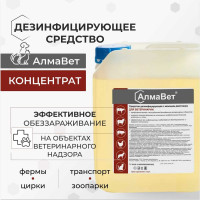 Дезинфицирующее средство с моющим эффектом для ветеринарии ООО "Базовая Дезинфекция" АлмаВет 5 л, евро канистра АЛВЕТ-8001