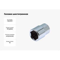 Головка шестигранная 12 мм, 1/4"DR IZELTAS 1107060012