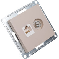 Розетка tv+rj45 Systeme Electric Atlasdesign песочный, кат.5e ATN001289