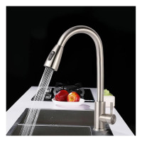 Смеситель для кухни Haiba с вытяжным изливом и 2-режимным аэратором, полированная сталь HB73304-2