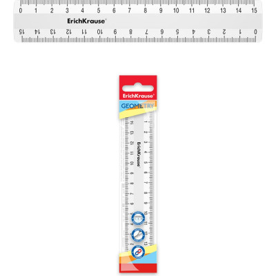 ErichKrause Линейка пластиковая Classic, 15см, белый в пакете 53871