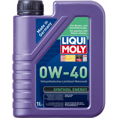 Синтетическое моторное масло LIQUI MOLY Synthoil Energy 0W-40 SM/CF;A3/B4 1922