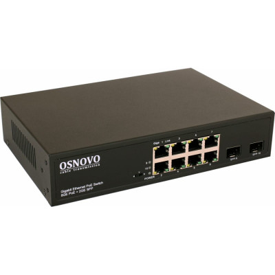 OSNOVO SW-80802(150W) PoE коммутатор Gigabit Ethernet на 8 RJ45 + 2 SFP порта. sct1303