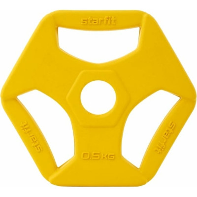 STARFIT Диск обрезиненный с хватами BB-205 0,5 кг, d=26 мм, жёлтый УТ-00018808