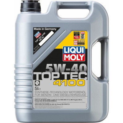 НС-синтетическое моторное масло LIQUI MOLY Top Tec 4100 5W-40 SN C3 9511