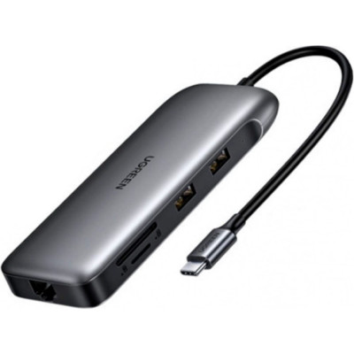 Ugreen USB концентратор 9 в 1 хаб, 2 х USB 3.0, HDMI, VGA, DP, RJ45, SD/TF, PD 70301