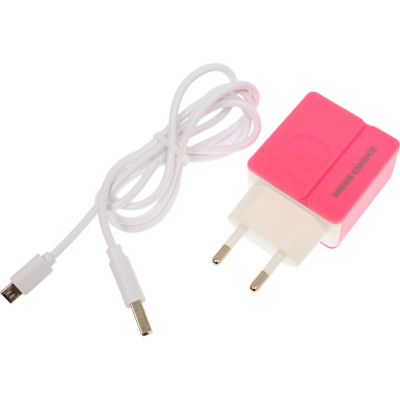 More Choice Сетевое зарядное устройство 2USB 2.4A для micro USB 1м NC46m Pink