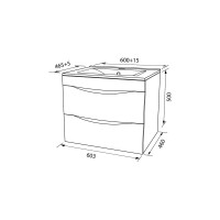 IDDIS Тумба с умывальником, подвесная, 60 см, белая, Cloud, CLO60W0i95K