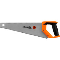 Ножовка по дереву SPARTA 400 мм, 7-8 TPI, зуб-2D, каленый зуб, линейка, двухкомпонентная рукоятка 235015