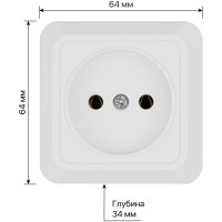 Розетка TDM ELECTRIC 2П открытой установки IP20 10А, белая серия "Ладога" SQ1801-0013