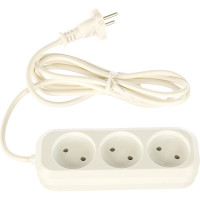 Электрический удлинитель ПВС 0.75кв мм, 3 гнезда, 1300Вт, 2м СИБИН 55031-2