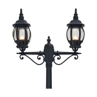Садово-парковый светильник, столб 2*100W E27 230V, черный Feron 8114 11213