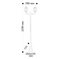 Садово-парковый светильник, столб 2*100W E27 230V, черный Feron 8114 11213