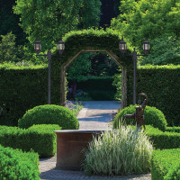 Садово-парковый светильник, столб 2*100W E27 230V, черный Feron 8114 11213